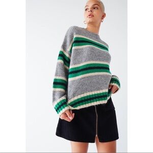 Urban Outfitters Oversized Boyfriend Striped Sweater Small Green Gray